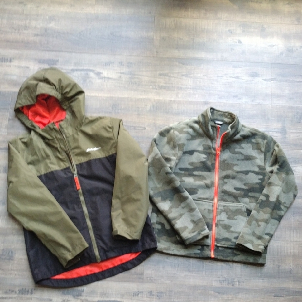 Eddie Bauer Olive and Black Jacket Set with Red Accents